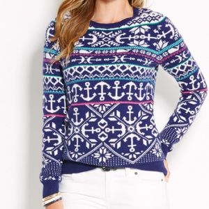Vineyard Vines Sweaters | Vineyard Vines Anchor Fair Isle Crew Neck Cashmere Blend Sweater | Color: Blue/White | Size: M | Pm-09623261's Closet